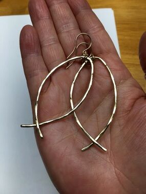 14k gold filled hand crafted Christian fish earrings